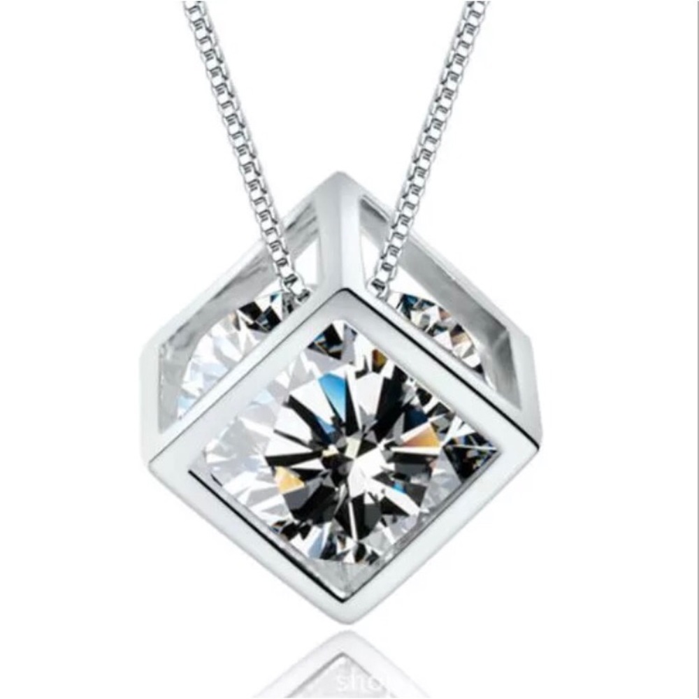 NEW💙💎Beautiful Caged Diamond Necklace💎💙Cube CZ - Picture 2 of 16